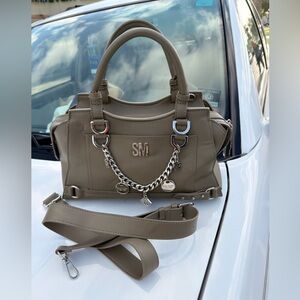Steve Madden Taupe Satchel with Chain Charm